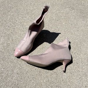 Nanette Lepore Nala Lilac Cap-toe Mid Stiletto Heel Sock Ankle Boots